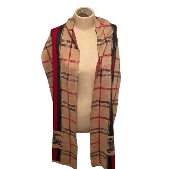 Burberry Scarf Nova Check Unisex Men Red Plaid